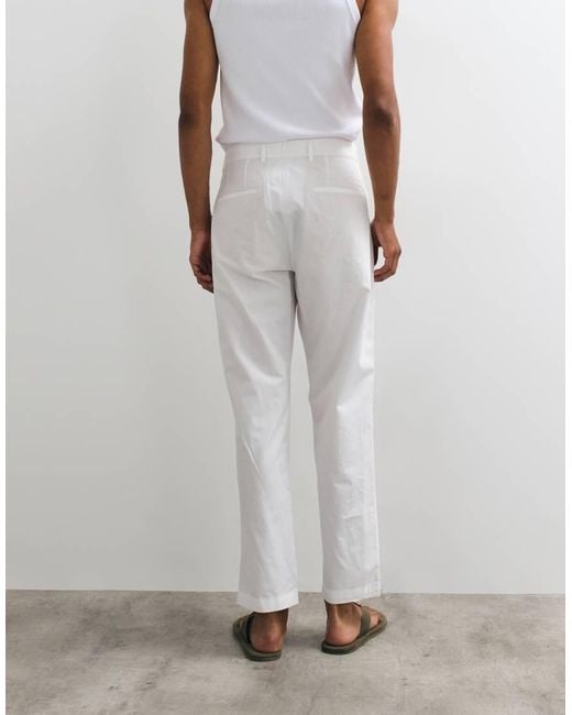 Mango White Straight Trouser for men