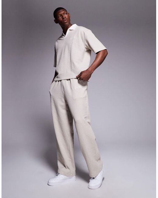 River Island Gray Textured Wide Leg Trouser Co-ord for men