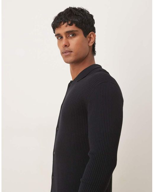 Cardigan A Coste di Mango in Blue da Uomo