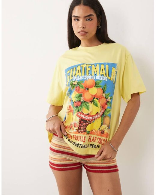 ASOS Yellow Oversized T-shirt With Vintage Guatemala Fruit Graphic