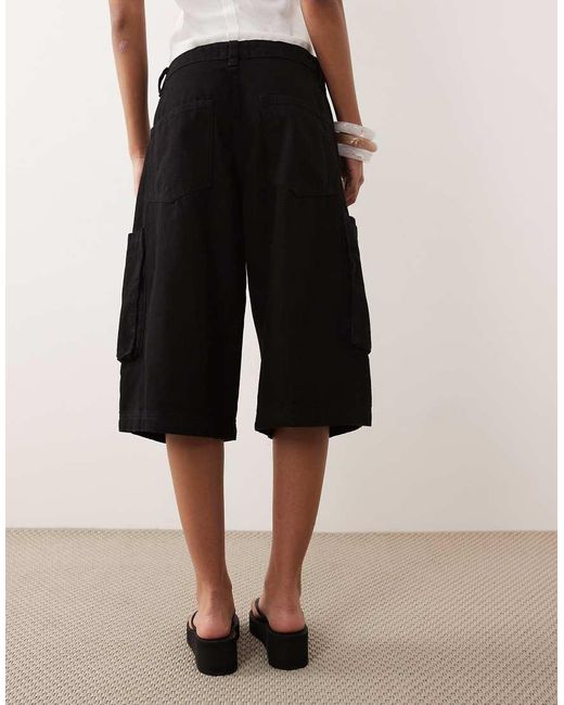 ASOS Black Bermuda Longer Cargo Short
