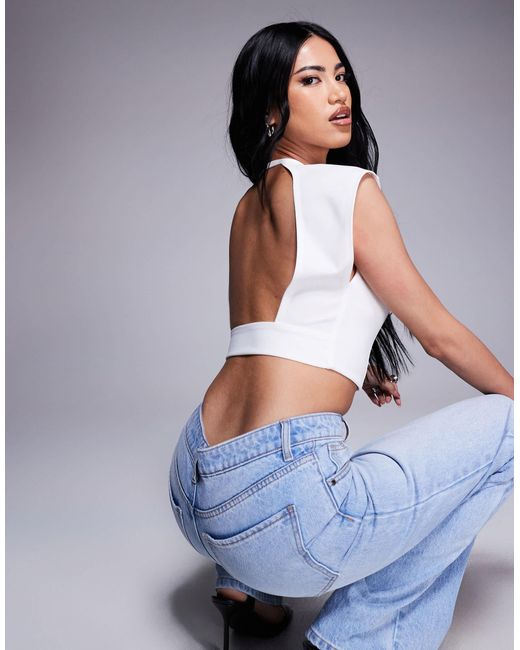ASOS White Open Back Top With Seam Details