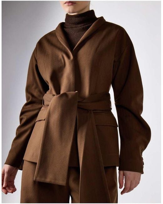 NARRATED Brown Belted Wrap Jacket
