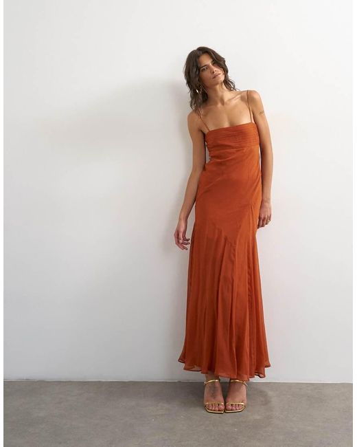 TOPSHOP White Pintucked Bust Chiffon Maxi Dress