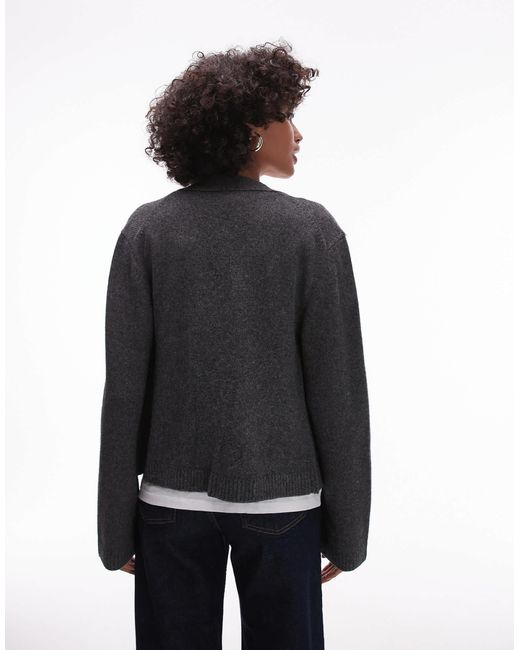 Gilet en laine texturée avec col en v et poches sur le devant - foncé ARKET en coloris White