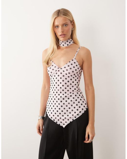 ASOS Multicolor Printed Mesh Scarf Cami Top