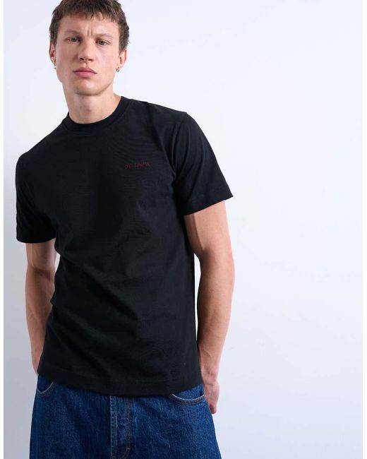 Topman Black Classic Fit T-Shirt With Je T'Aime Embroidery for men