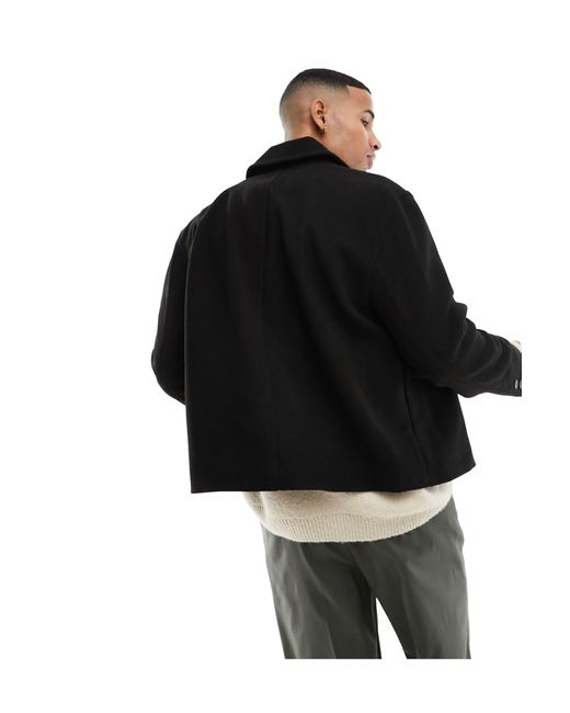 ASOS Black Oversized Wool Look Cropped Blazer Jacket for men