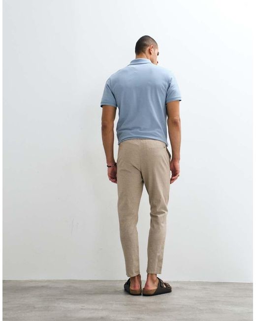 Only & Sons Natural Linen Mix Cropped Trouser for men