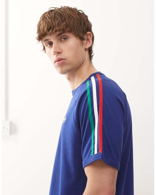 Adidas Originals Blue 3-Stripes Tee for men