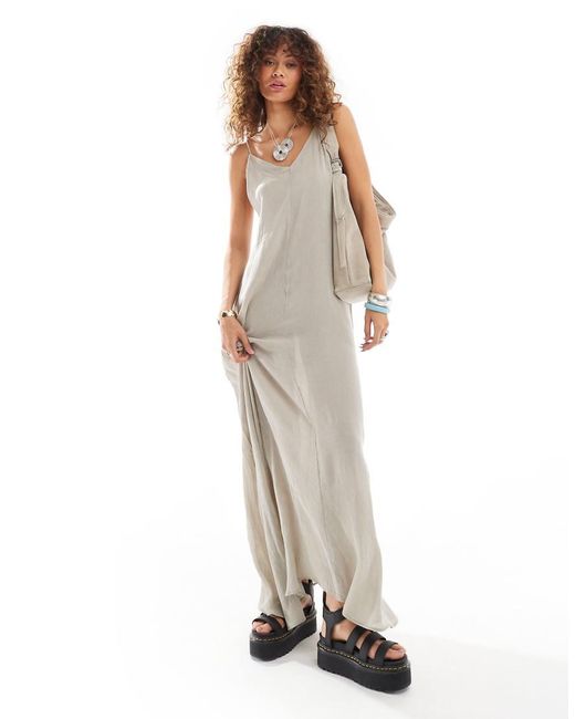 Weekday Natural Cyndra Floaty Crepe Maxi Cami Dress