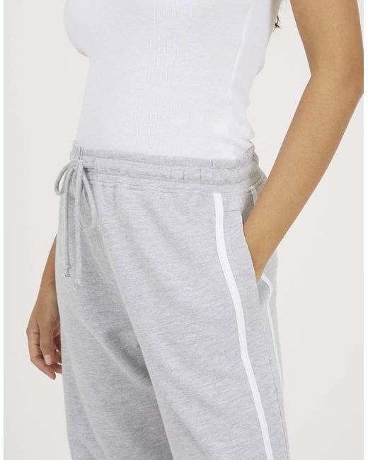 Brave Soul White Side Stripe Wide Leg Joggers