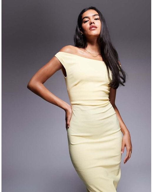 Vesper Yellow Bengaline Off Shoulder Maxi Dress
