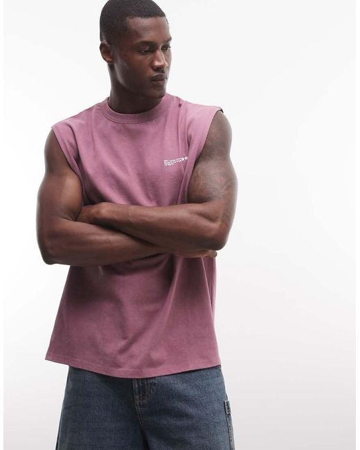 ASOS Purple Oversized Tank With Text Graphic for men