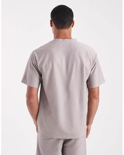 Only & Sons Gray Plisse Oversized T-shirt for men