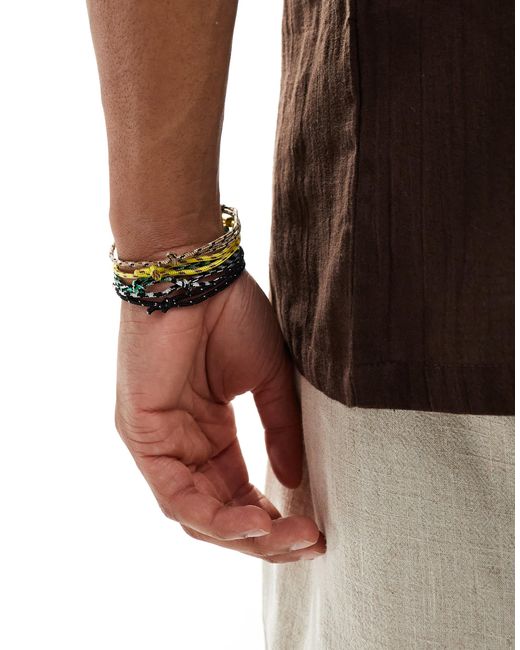 ASOS – 5er-pack kordelarmbänder in Black für Herren
