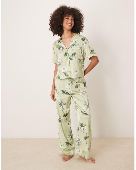 Camisa De Pijama Verde De Manga Corta Con Estampado Floral Y Botones De (Parte De Un Conjunto) Abercrombie & Fitch de color Green