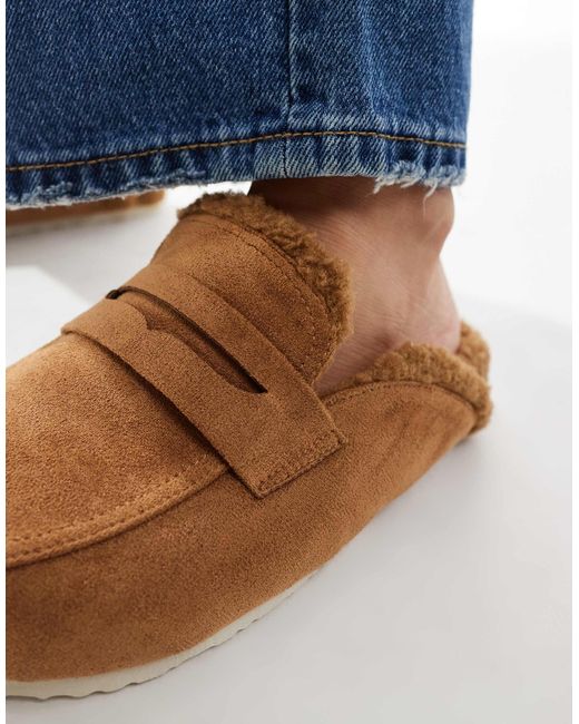 SEQWL Wide Fit Blue Soda Fur Lined Mules