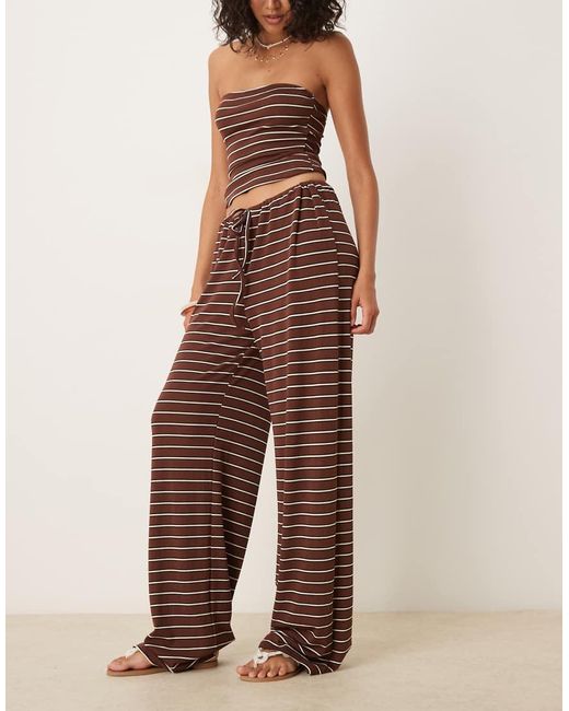ASOS Gestreepte Broek Met Wijde Pijpen in het Natural