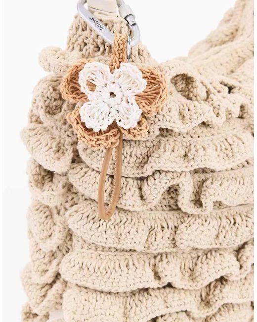 Desigual Natural Large Crochet Flower Bag