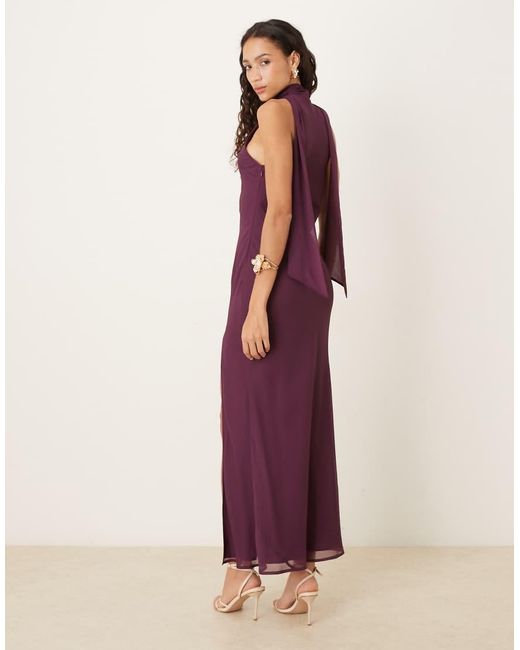 ASOS Pink Scoop Neck Scarf Detail Midaxi Dress