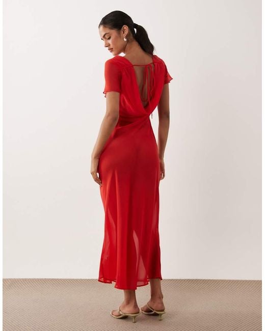 ASOS Red Cowl Back Maxi Dress