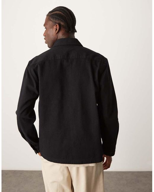 New Look Black Twill Shacket for men