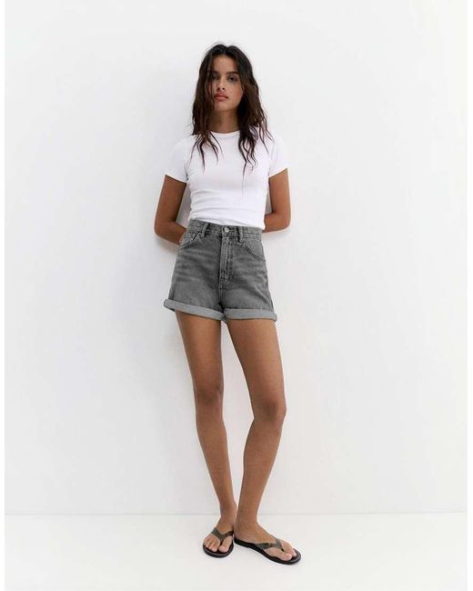 Pull&Bear Black Mom Denim Shorts