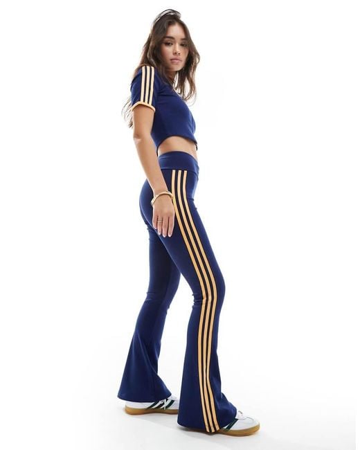Adidas Originals Blue Ribbed Flared Leggings