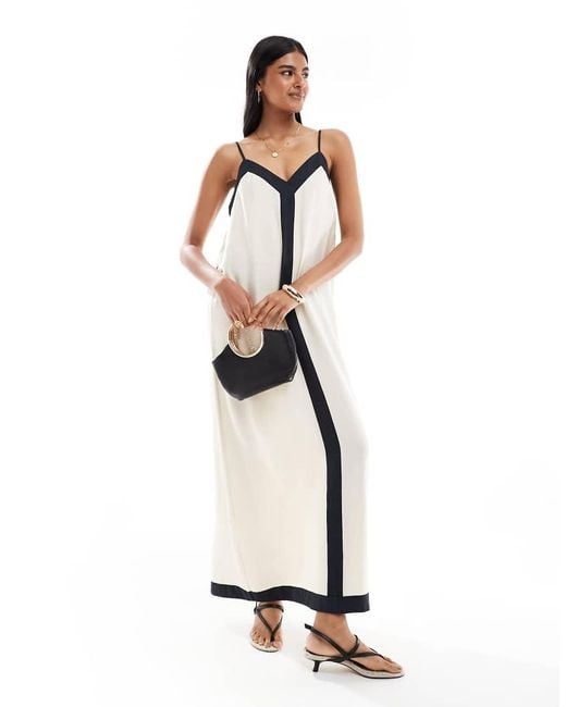 Vero Moda White Contrast Trim Cami Maxi Dress
