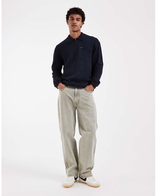Levi's Blue Collared Half Zip Knitted Jumper for men