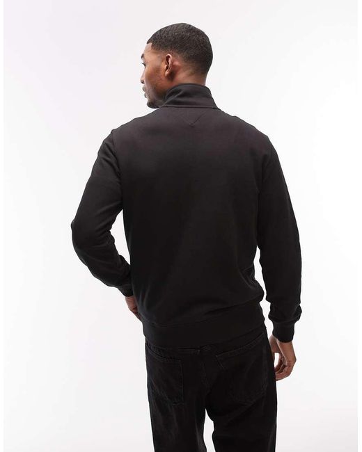 Tommy Hilfiger Black Essential Terry 1/4 Zip Sweatshirt for men