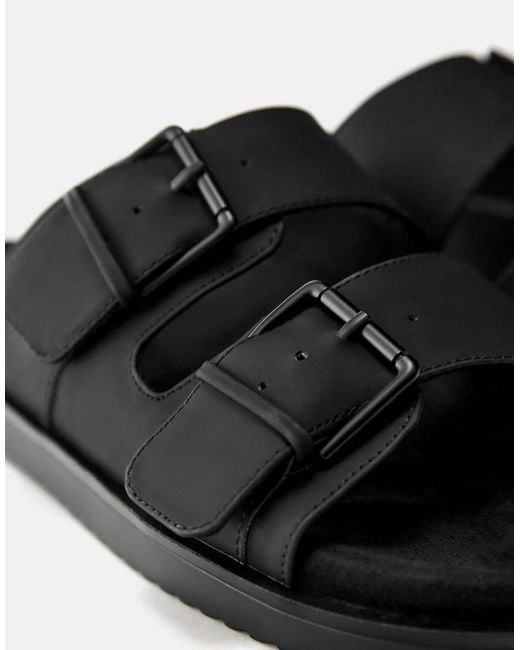 Pull&Bear White Buckle Strap Sandals for men