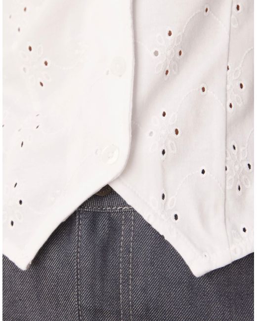 ASOS White Broderie Button Down Waistcoat
