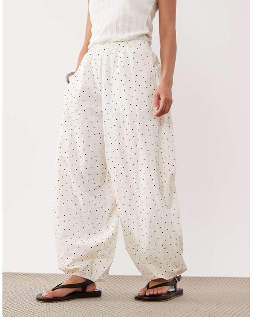 ASOS White Asos Design Petite Cotton Nylon Blend Pull On Balloon Trousers