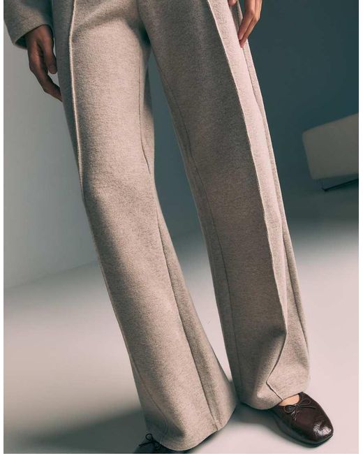 Stradivarius Gray Knit Trousers With Seam Detail