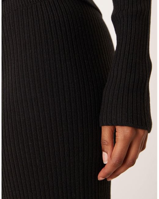 ASOS Black Co-Ord Knitted Wide Leg Rib Trousers