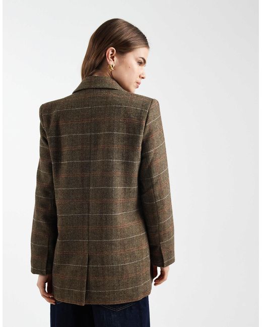 ONLY Brown Checked Blazer Coat