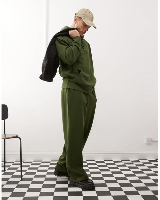 Felpa Con Cappuccio Color Kaki di Collusion in Green da Uomo