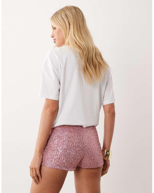 Missy Empire White Sequin Mini Shorts