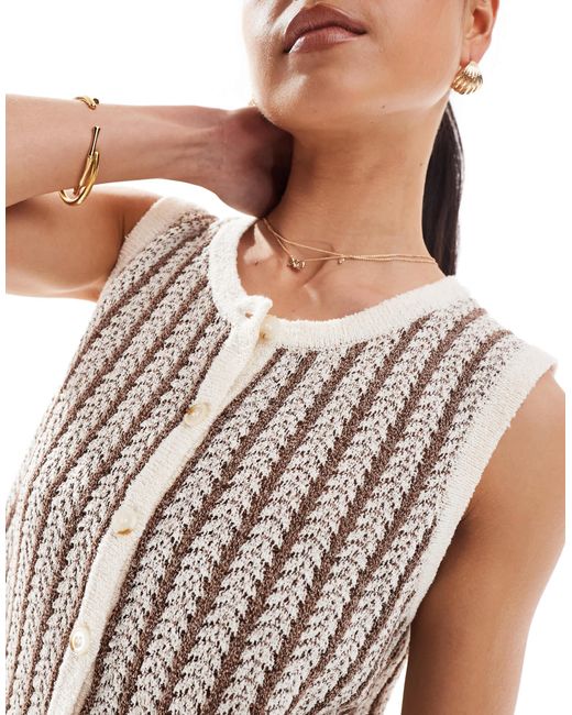 4th & Reckless White Knitted Button Through Sleeveless Top Co-ord