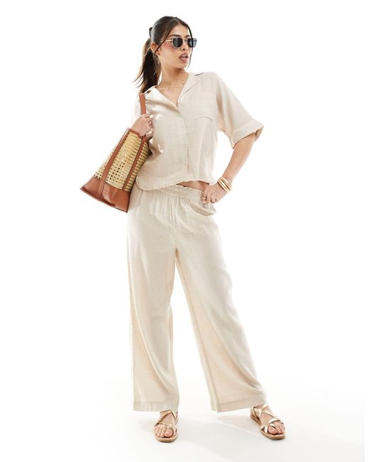 ONLY White Linen Mix Oversized Shirt Co-ord