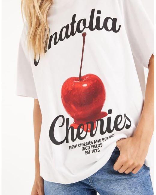 ASOS White Oversized T-Shirt With Anatolia Cherries Graphic