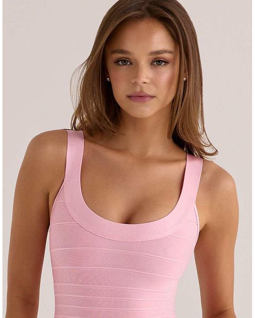 House Of Cb Pink The Og Lychee Scoop Neck Bandage Mini Dress