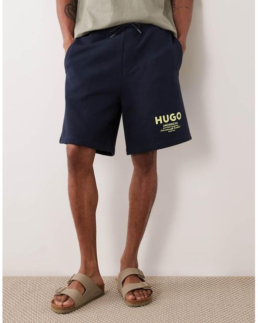 HUGO Natural Loose Fit Shorts With Logo Print for men