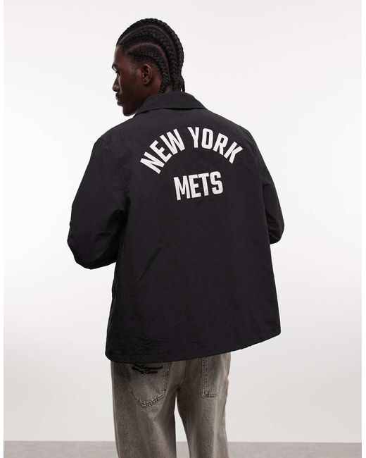 KTZ Black Ny Mets Coaches Jacket With Back Print for men