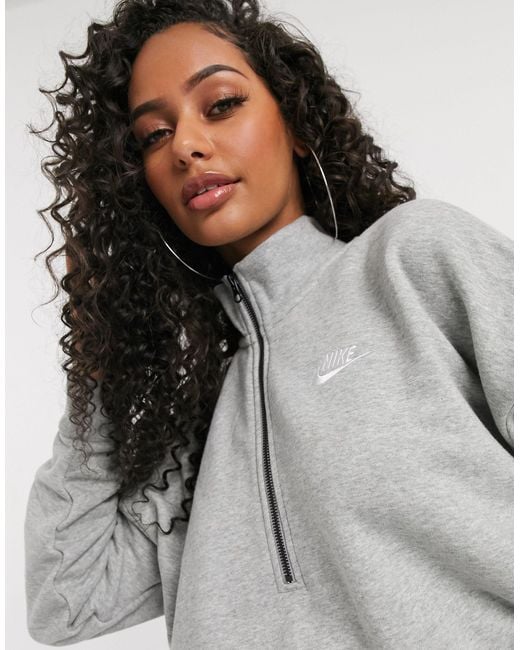 Nike essentials black cropped high neck sweatshirt hot sale