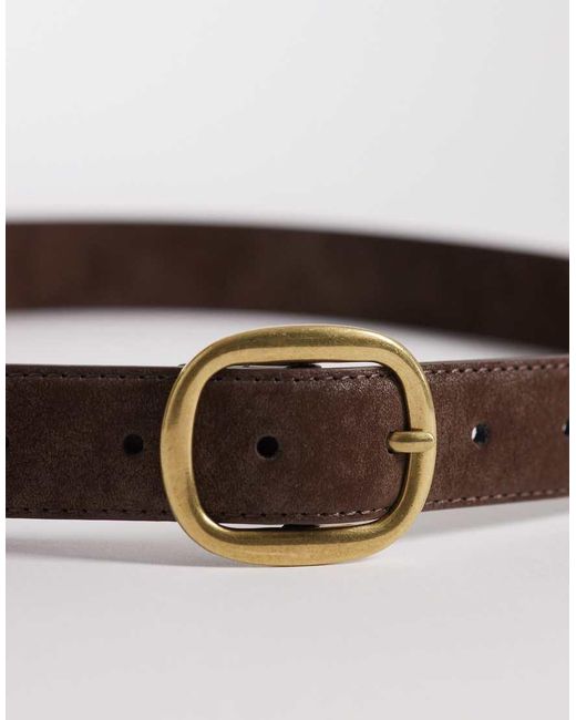 ASOS Blue Faux Suede Square Buckle Waist And Hip Jeans Belt