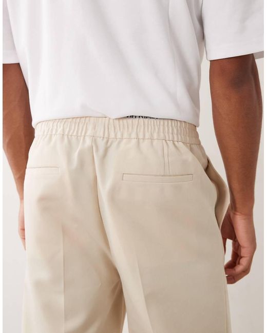 ASOS Blue Tailored Pull On Tapered Trousers for men