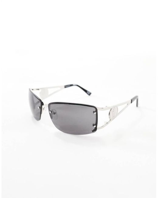 ASOS Black Rimless Sunglasses With Temple Detail for men